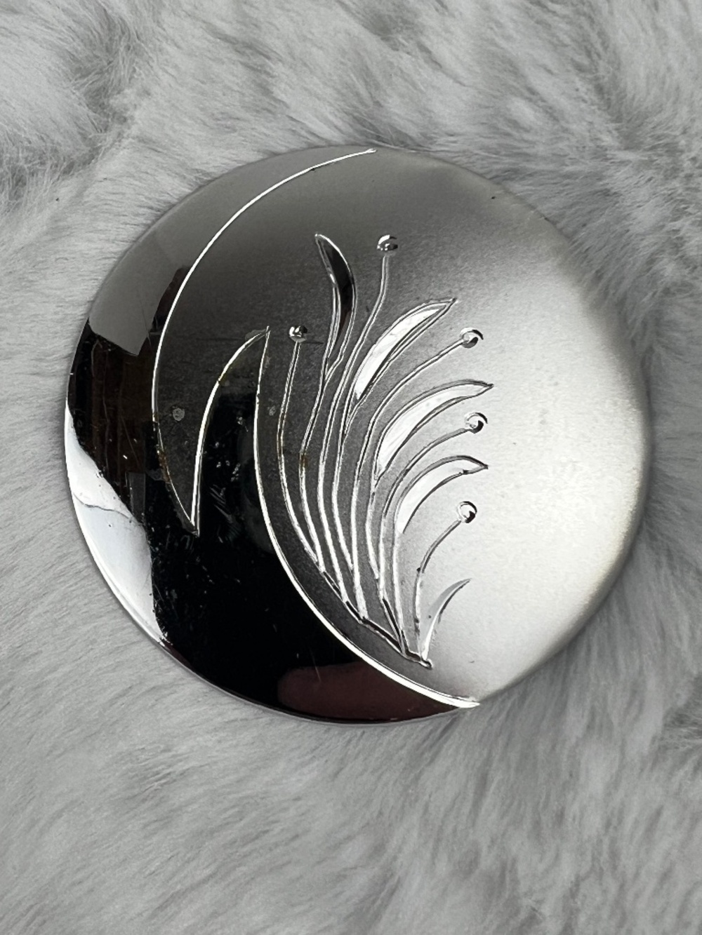 Forstner Canada Sterling Silver Etched Round Brooch